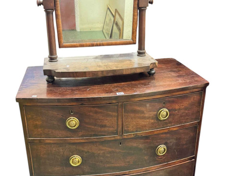 Victorian mahogany bow front chest of two short above two long drawers,...