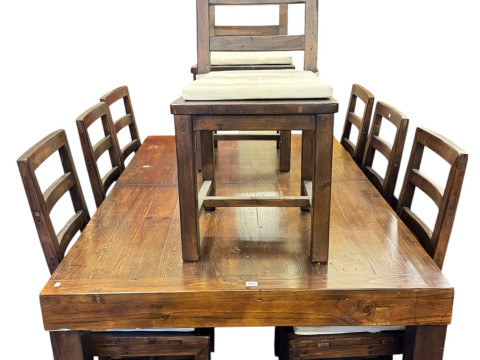 Reclaimed wood rectangular extending dining table with integral leaf,...