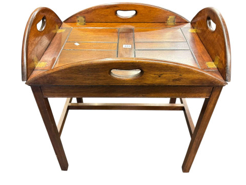 Reprodux butlers tray and stand, 54cm by 87cm by 64cm.