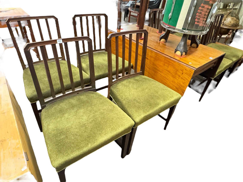 Victorian mahogany drop leaf dining table, set of eight Georgian mahogany dining chairs and rectangular teak coffee table (10).
