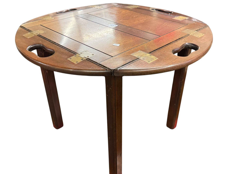 Small butlers tray and stand, 47.5cm by 65.5cm by 65.5cm.