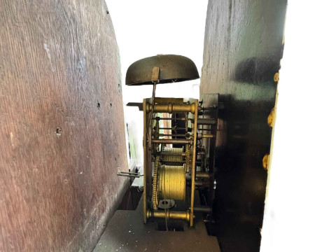 Antique mahogany eight day longcase clock having painted arched dial signed William Preston, Lancaster, 234cm. thumbnail