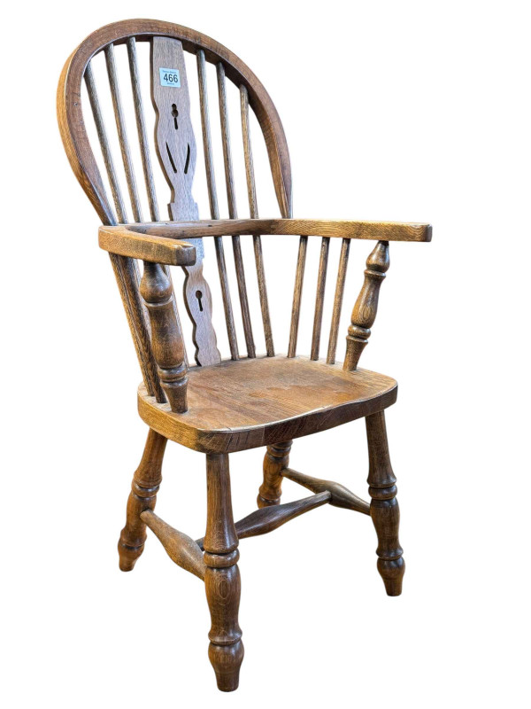 Child's Windsor pierced splat back elbow chair.