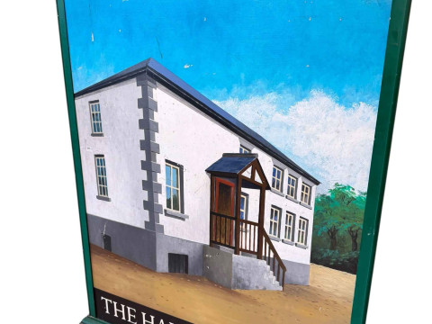 The Halfway House hanging reversible pub sign, 134cm by 109cm.