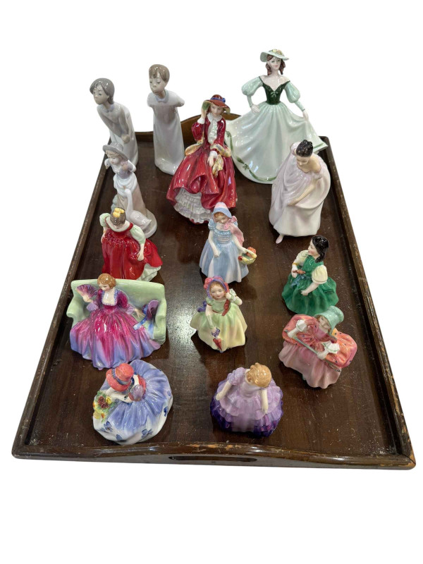 Eleven Royal Doulton figures including Sweet and Twenty and Francine, and two Lladro and one other figure (14).
