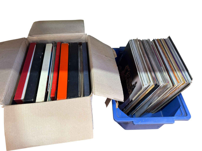Collection of LP and 45rpm records.