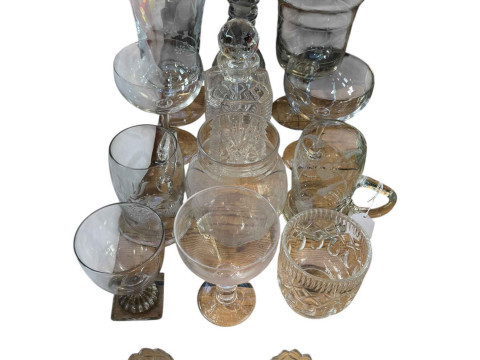 Collection of glass wares including Victorian celery vase, two runners,...