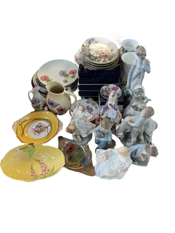 Collection of Royal Worcester, Coalport, Nao, Carlton Ware including Flower Fairies plates, The Milkmaid figurine, etc.