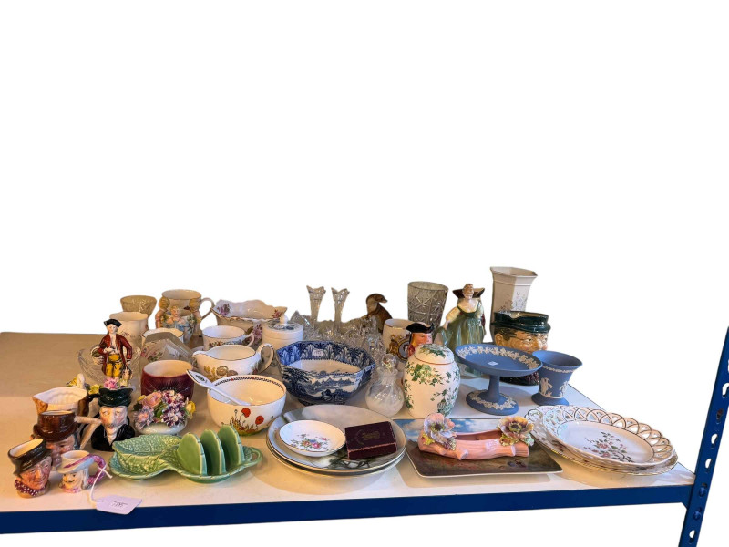 Toby jugs, Royal Doulton Fair Lady, Wedgwood Jasperware, etc.