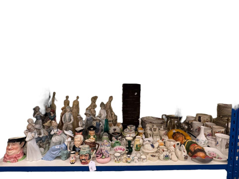 Nao figurines, toby jugs, crested china, Bossons wall plaques, metalwares,...