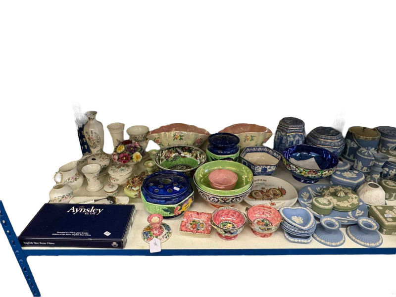 Green and blue Wedgwood Jasperware, Ringtons, Maling, Aynsley, etc.