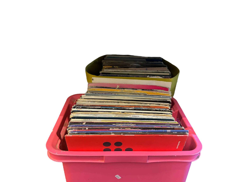 Collection of LP records.