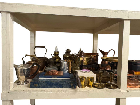 Good collection of metalwares including polished brass and copper wares,...