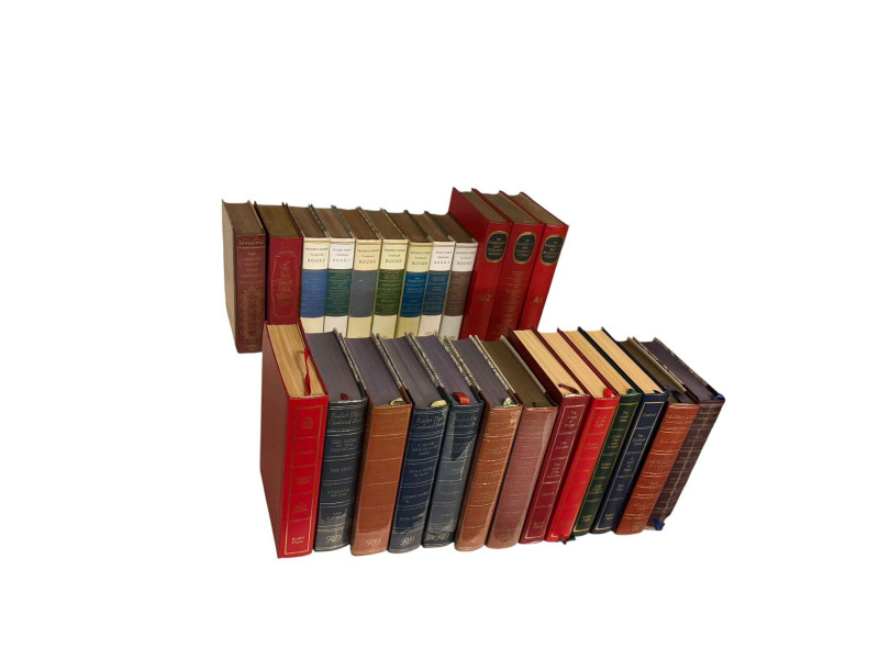 Collection of books including antique leather bound, Winston Churchill, Readers Digest, etc.