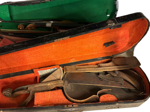 Two guitars and a collection of violins, etc. thumbnail