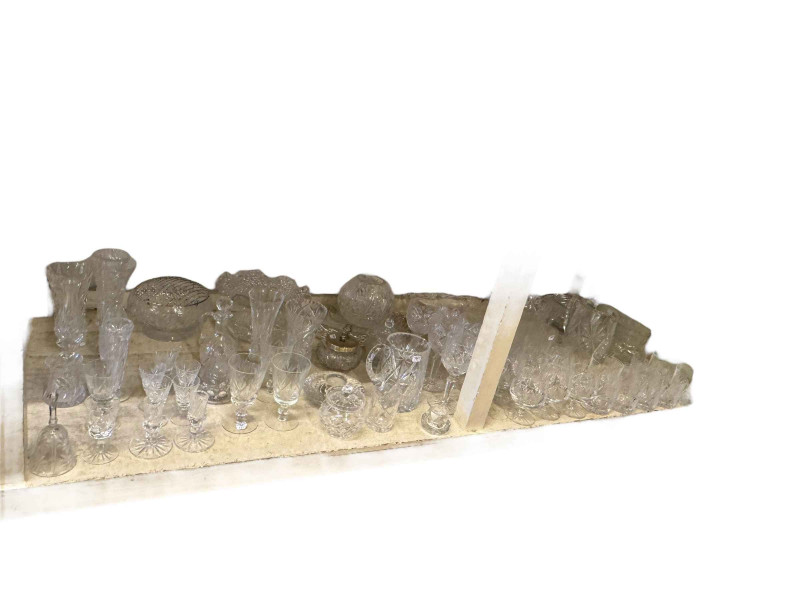 Collection of crystal and other glassware.