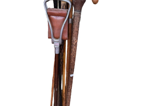 Collection of walking sticks, etc.