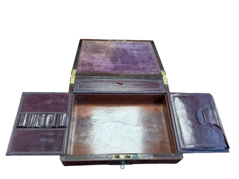Rosewood inlaid writing slope with compartments. thumbnail