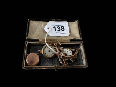 Three 9 carat gold wristwatches.