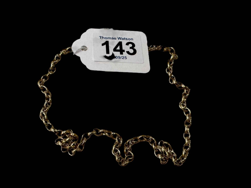 9 carat gold chain link necklace, 44cm length.