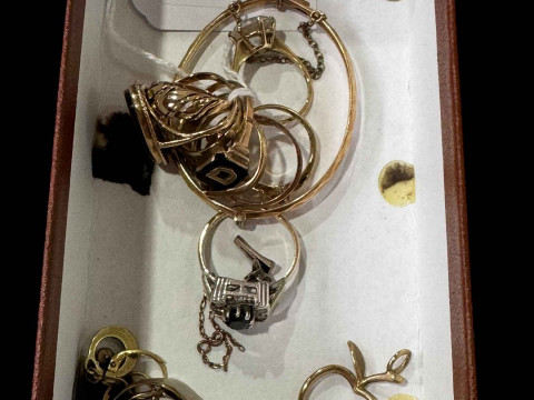 Collection of jewellery including 9 carat gold tigers eye ring, seven...