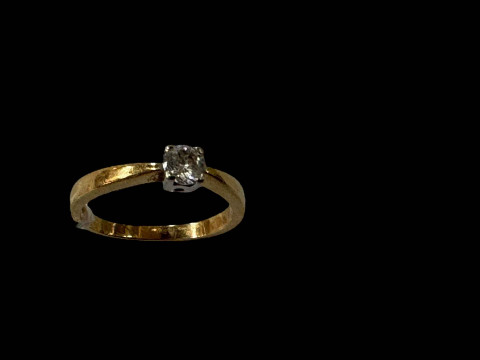 Diamond solitaire gold ring, size K/L.