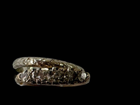 Diamond five stone ring and platinum band ring (2).