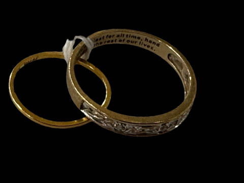 22 carat gold band ring and 9 carat gold eternity ring (2).
