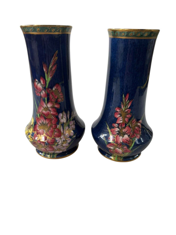 Pair of Maling flower decorated vases, 21.5cm.