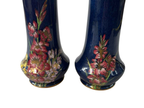 Pair of Maling flower decorated vases, 21.5cm.