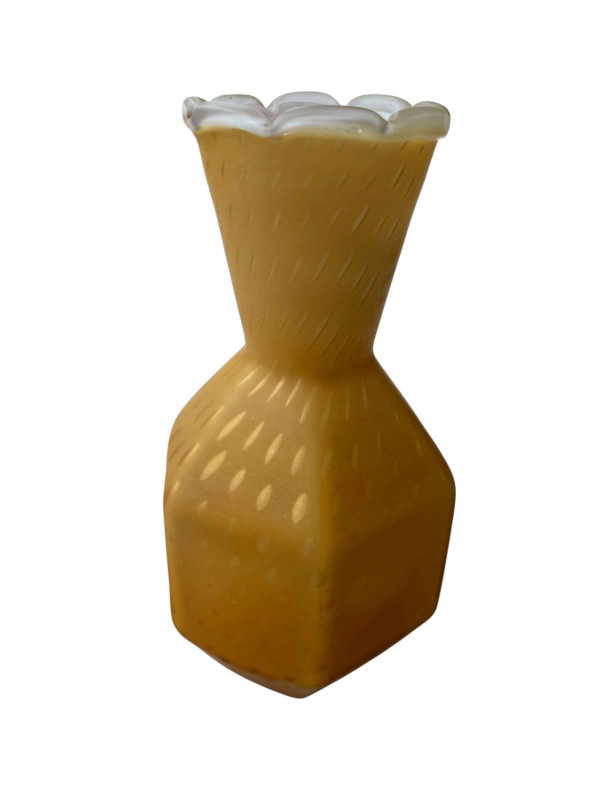 Large satin glass 'controlled bubble' hexagonal vase, 31.5cm.