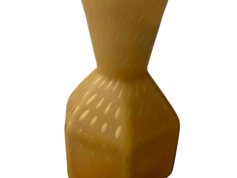 Large satin glass 'controlled bubble' hexagonal vase, 31.5cm.