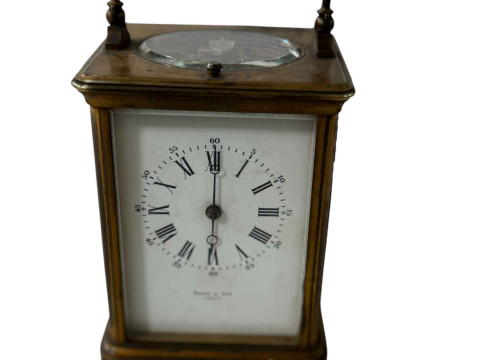 Brook & Son, Paris, gilt brass repeating carriage clock (needs attention).