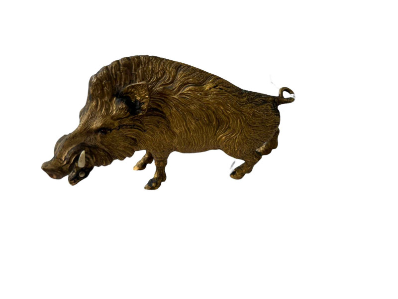 Gilt bronze wild boar, 11.5cm length.