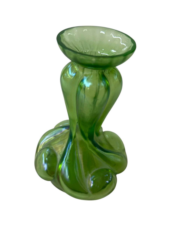 Iridescent Art Nouveau formed vase, 14cm.