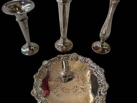 Two silver spill vases, Birmingham 1973 and Sheffield 1961, together with...