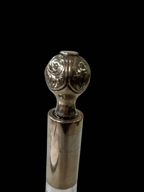 Edwardian silver mounted lobed body decanter, Sheffield 1905, 32cm.