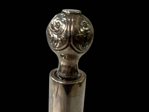 Edwardian silver mounted lobed body decanter, Sheffield 1905, 32cm. thumbnail