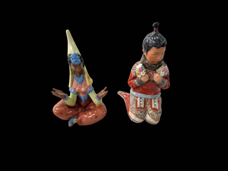 Royal Copenhagen Greenland Girl, 14.5cm, together with Herend Persian figure (2).