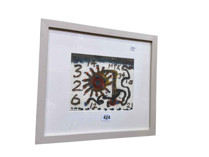 Alan Davie, Contemporary oil on paper, signed an dated 2012, lower left, 17cm by 21cm, framed, label verso.