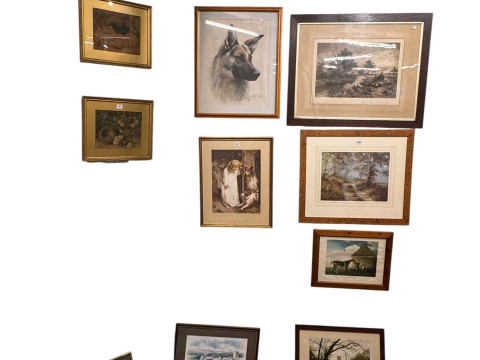 Collection of seventeen various framed prints including set of four Alken...