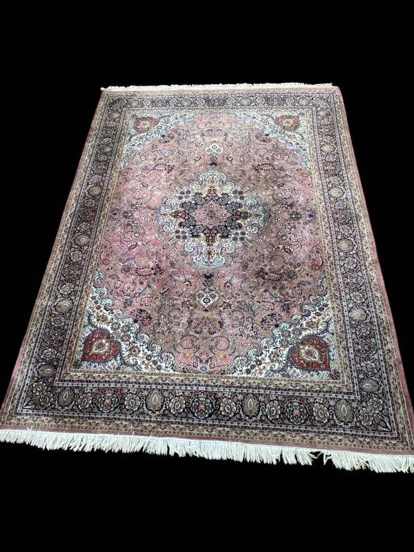 Persian rose ground carpet with central medallion, 3.40 by 2.56.