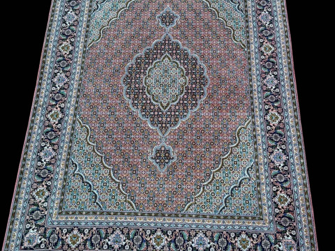 Persian rose ground carpet with central medallion, 2.13 by 1.51.
