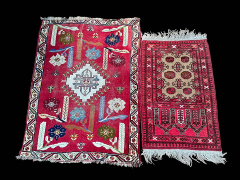 Two Persian design wool rugs, 1.50 by 1.14 and 1.16 and 0.72.