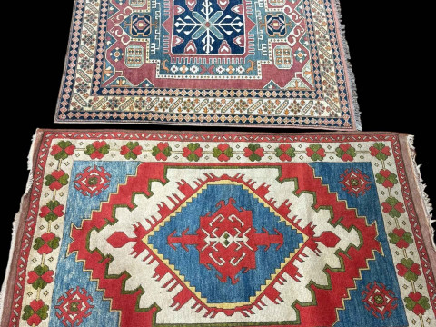 Two Eastern design wool rugs, 1.65 by 1.45 and 1.96 by 1.22.