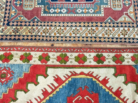 Two Eastern design wool rugs, 1.65 by 1.45 and 1.96 by 1.22. thumbnail