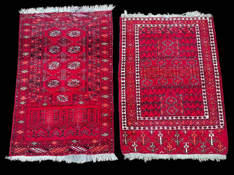 Two Persian design wool rugs, 1.15 by 0.77 and 1.12 by 0.78.