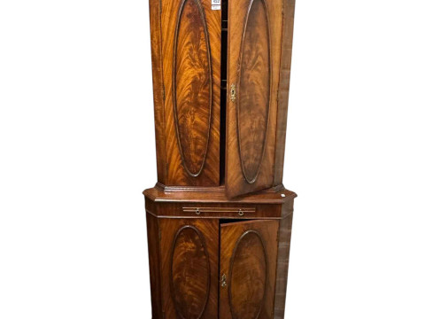 Bevan & Funnell? mahogany double standing corner cabinet and pair glazed...