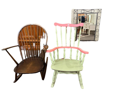 Vintage Ercol rocking chair, painted farmhouse style rocking chair, rectangular...