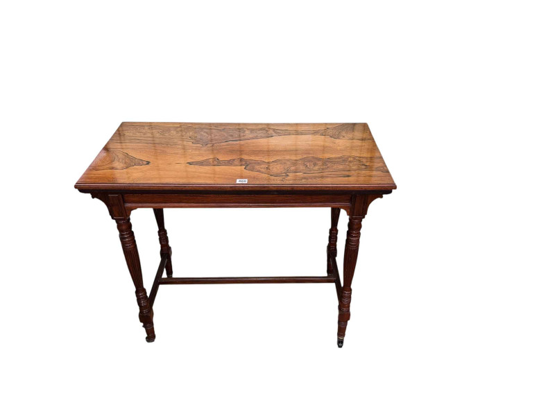 Late Victorian walnut fold top card table on turned reeded legs with later plate glass top, 75.5cm by 91.5cm by 45cm (folded and without glass top).